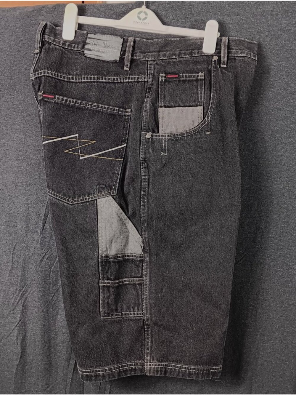 Fubu Carpenter Denim Shorts Mens 36 Black 90s Streetwear Baggy Skater